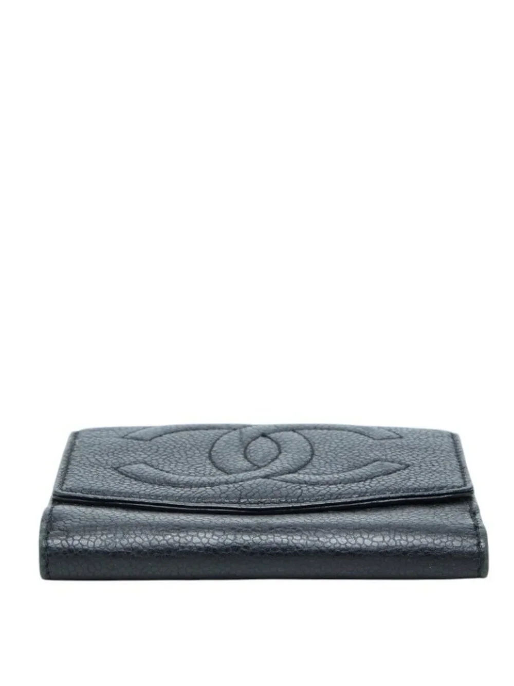 Chanel CC Logo Bifold Wallet Black Caviar Leather